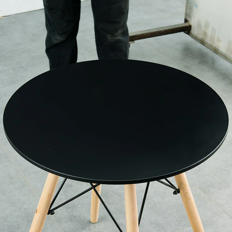 Contemporary Scandinavian Round MDF Beech Wood Iron End Table 1-Tier For Living Room