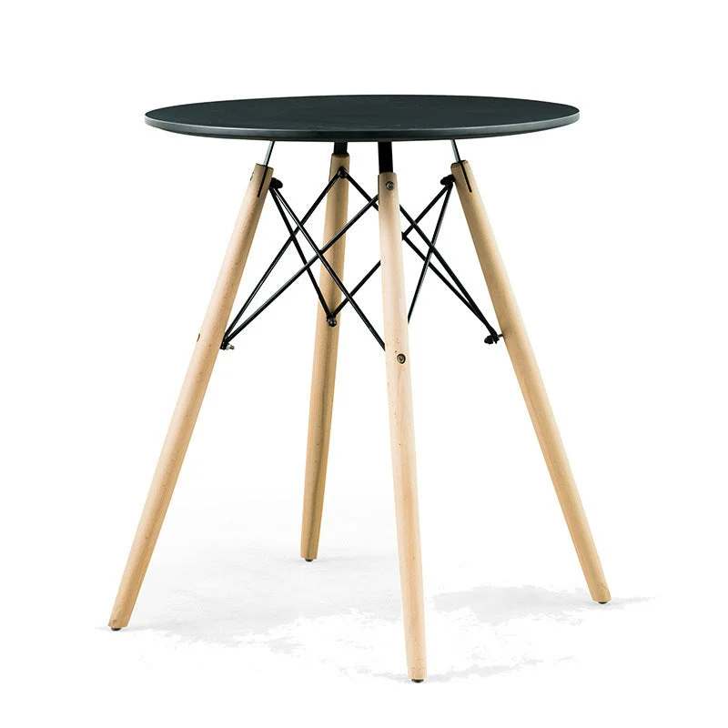 Contemporary Scandinavian Round MDF Beech Wood Iron End Table 1-Tier For Living Room