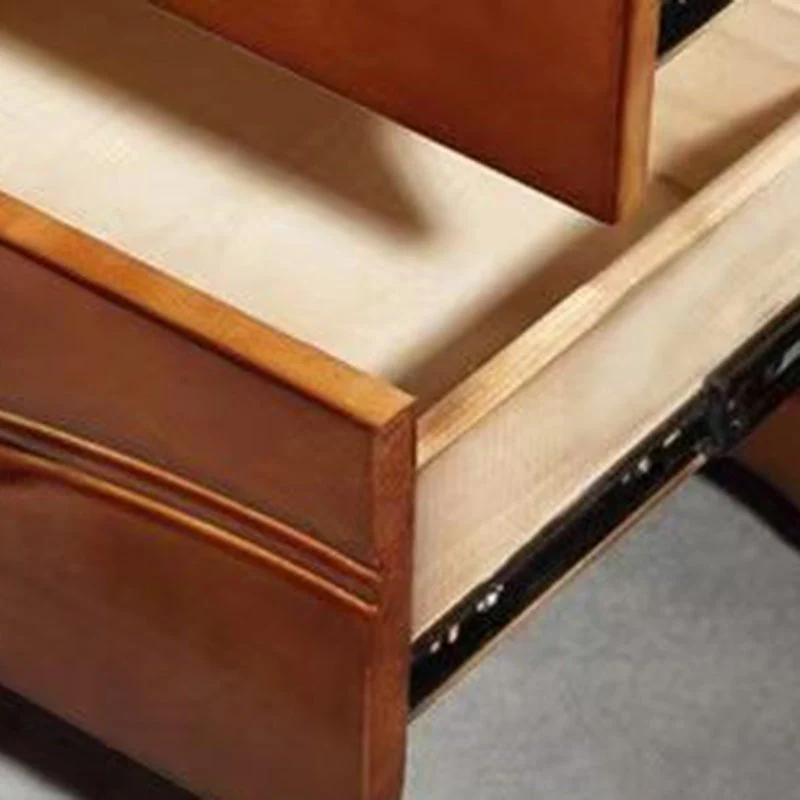 Modern Minimalist Square Rubberwood Plywood Nightstand 2-Drawer For Bedroom