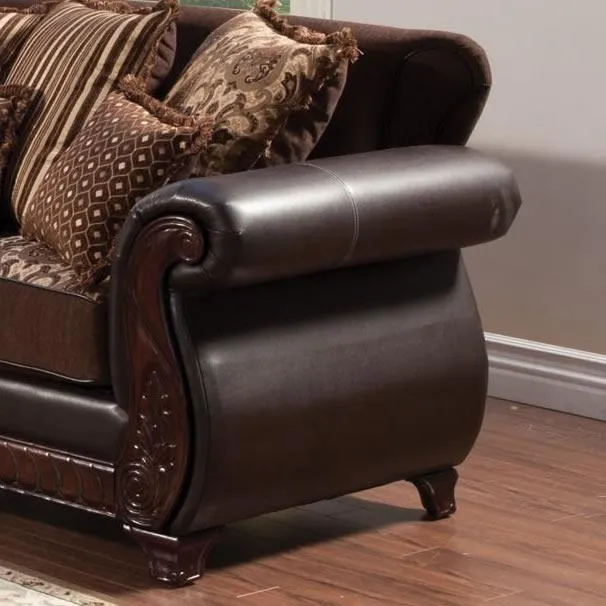 Furniture of America Franklin Stationary Fabric and Leather Look Sofa SM6107N-SF
