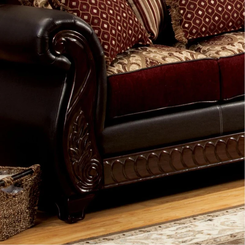 Furniture of America Franklin Stationary Fabric and Leather Look Sofa SM6106N-SF
