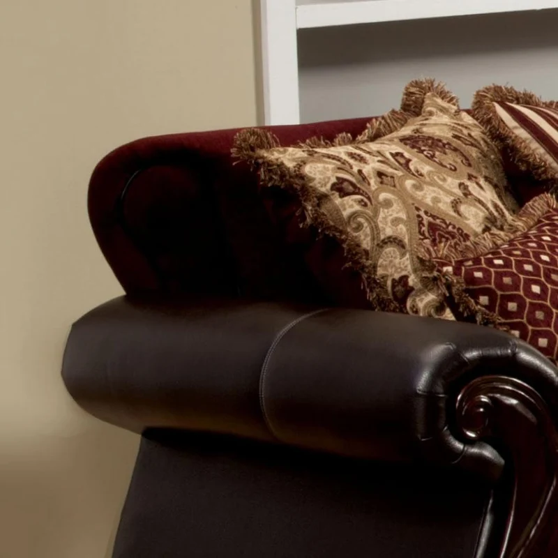 Furniture of America Franklin Stationary Fabric and Leather Look Sofa SM6106N-SF