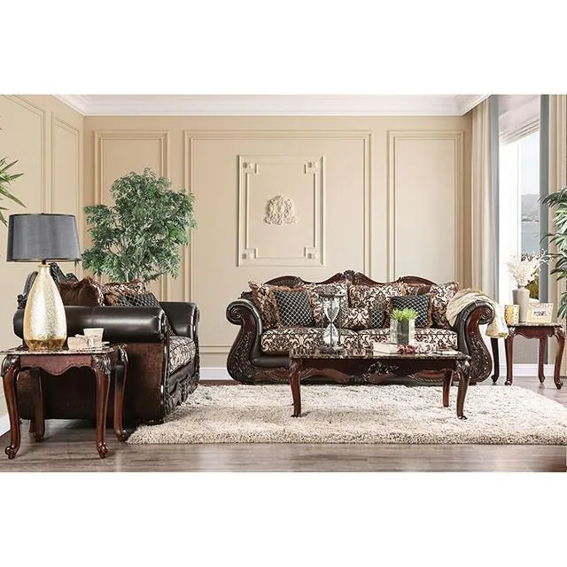 Furniture of America Jamael Stationary Fabric and Leather Look Sofa SM6405-SF