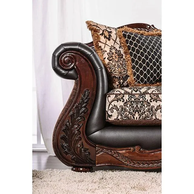 Furniture of America Jamael Stationary Fabric and Leather Look Sofa SM6405-SF