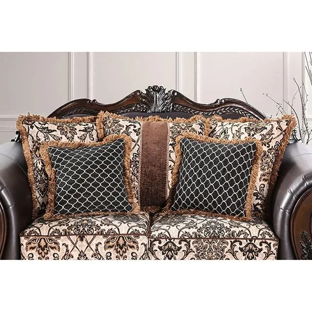 Furniture of America Jamael Stationary Fabric and Leather Look Sofa SM6405-SF