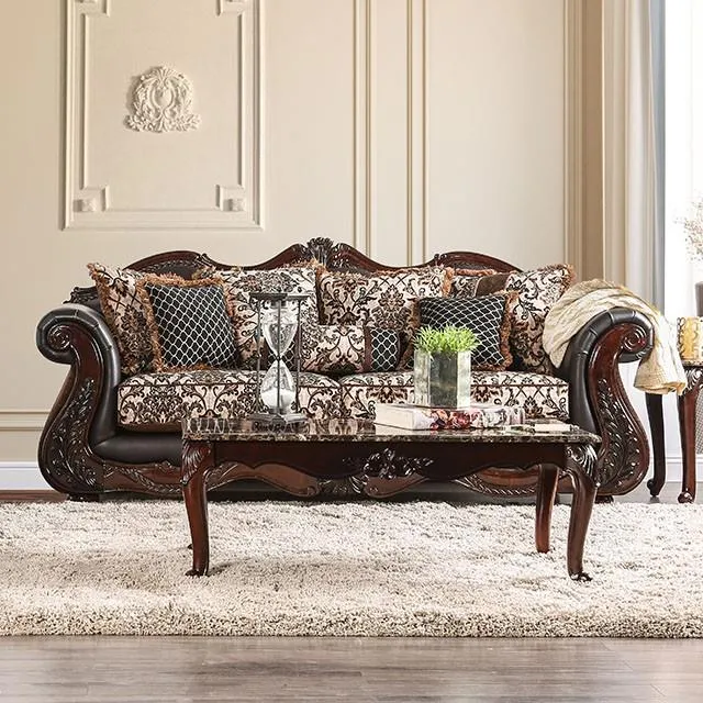 Furniture of America Jamael Stationary Fabric and Leather Look Sofa SM6405-SF
