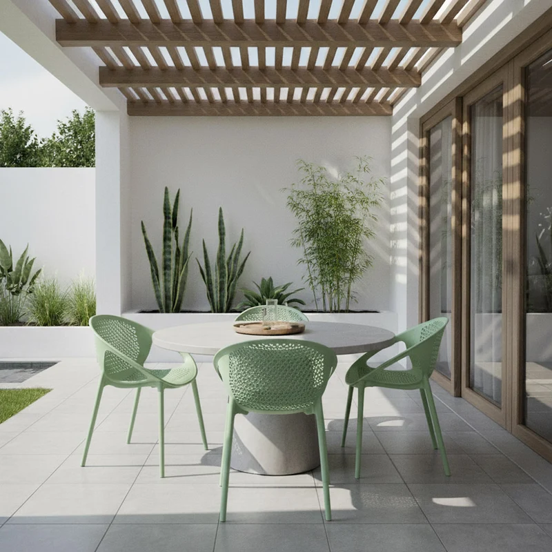 Combo Tres Silla Selva con Brazos, Color Verde Olivo, Gris y Negro