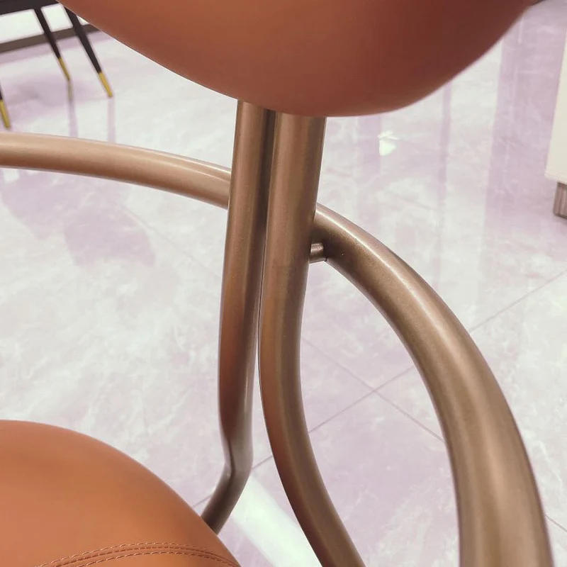 Contemporary Luxury Round Microfiber Leather Stainless Steel Chair Backrest Armless For Living Room