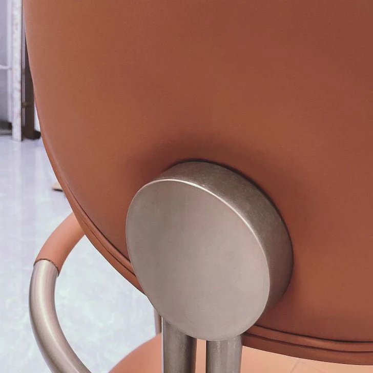 Contemporary Luxury Round Microfiber Leather Stainless Steel Chair Backrest Armless For Living Room