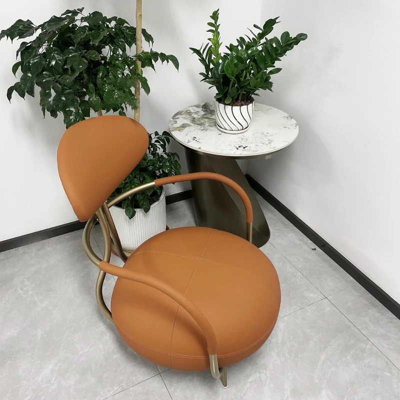Contemporary Luxury Round Microfiber Leather Stainless Steel Chair Backrest Armless For Living Room