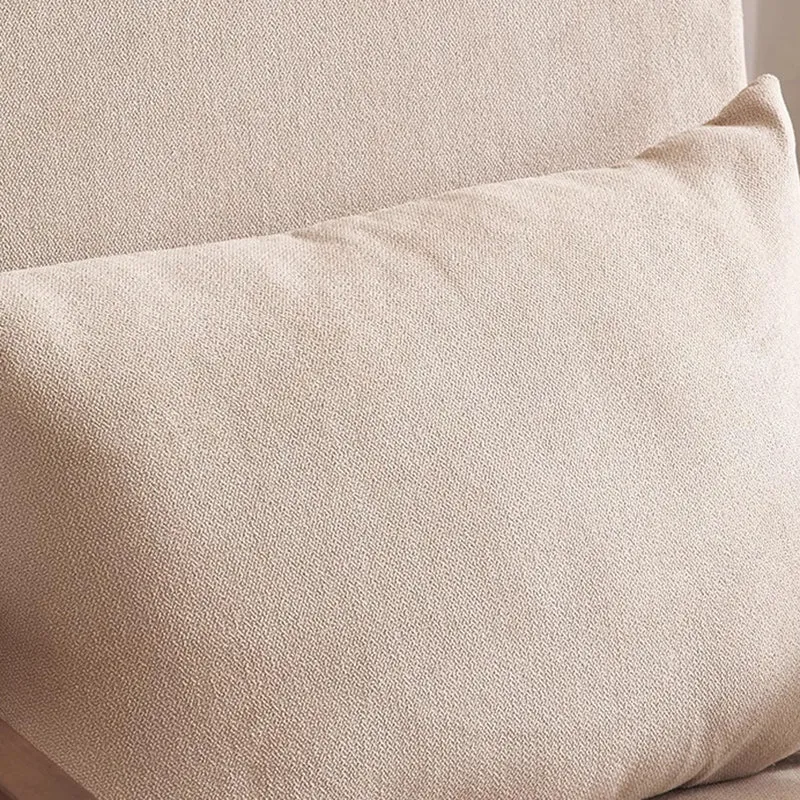Contemporary Scandinavian Rectangular Cotton Linen Rubberwood Accent Chair Backrest Armrest For Living Room
