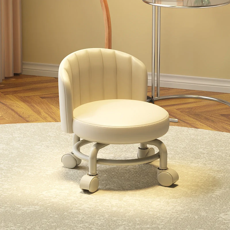 Modern Minimalist Removable Round Curved Corner Faux Leather Iron Chair Backrest Armless For Living Room