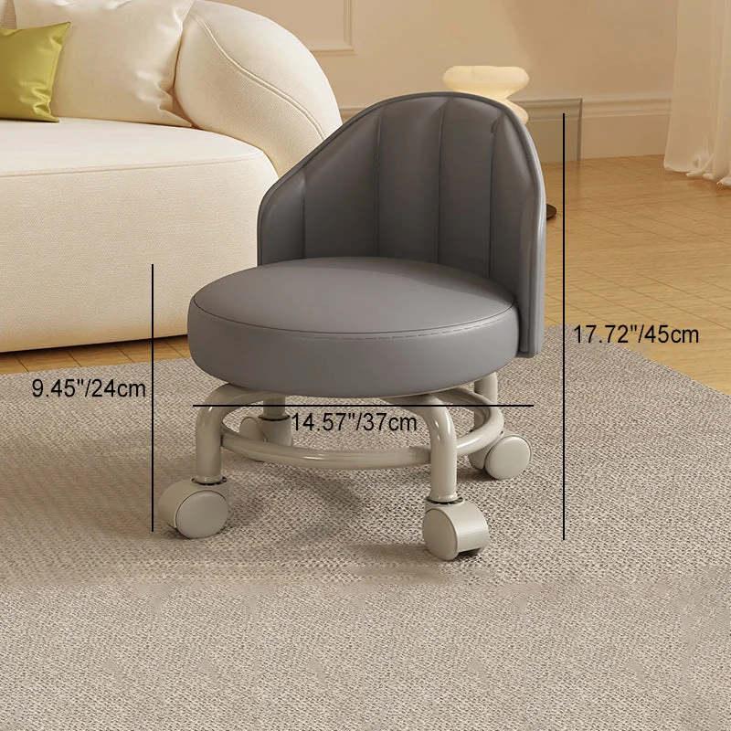 Modern Minimalist Removable Round Curved Corner Faux Leather Iron Chair Backrest Armless For Living Room