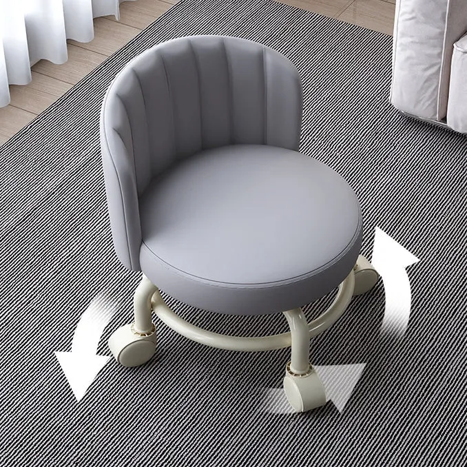 Modern Minimalist Removable Round Curved Corner Faux Leather Iron Chair Backrest Armless For Living Room