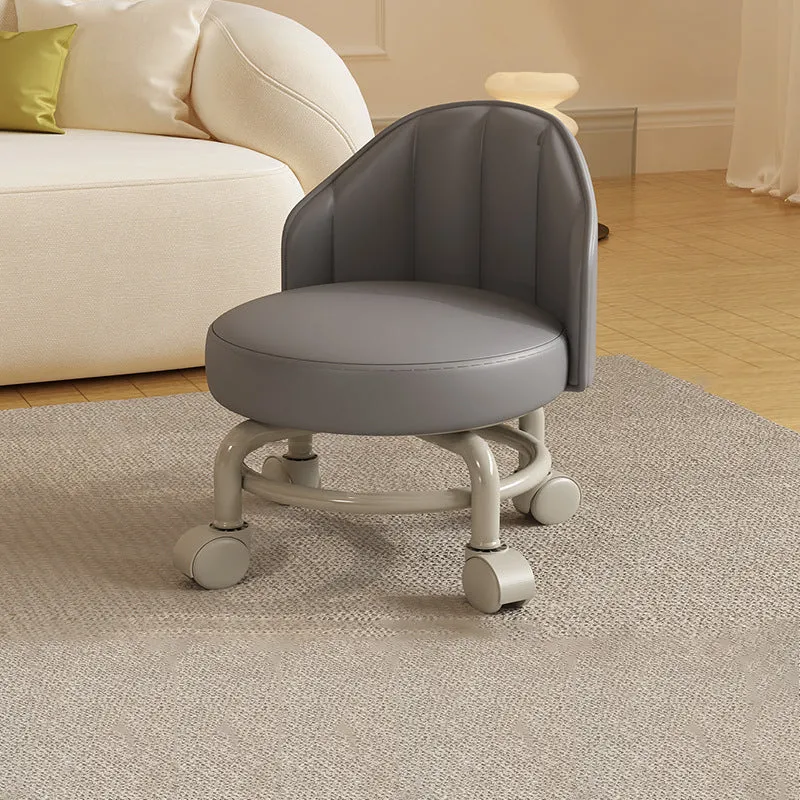 Modern Minimalist Removable Round Curved Corner Faux Leather Iron Chair Backrest Armless For Living Room