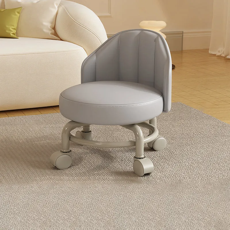 Modern Minimalist Removable Round Curved Corner Faux Leather Iron Chair Backrest Armless For Living Room