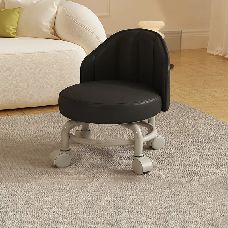 Modern Minimalist Removable Round Curved Corner Faux Leather Iron Chair Backrest Armless For Living Room