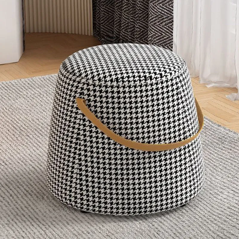 Modern Minimalist Round Column Cotton Linen Microfiber Leather Wood Chair Backless Armless For Living Room