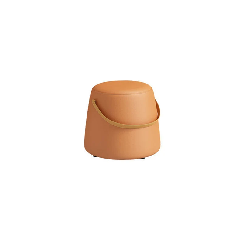 Modern Minimalist Round Column Cotton Linen Microfiber Leather Wood Chair Backless Armless For Living Room