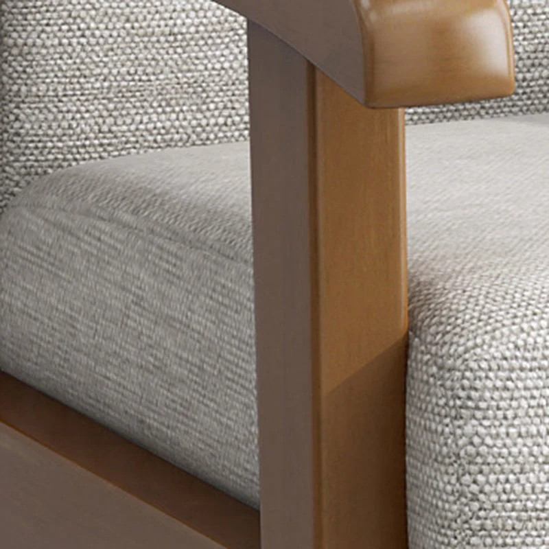 Modern Minimalist Square Upholstered Cotton Linen Fabric Rubberwood Chair For Living Room