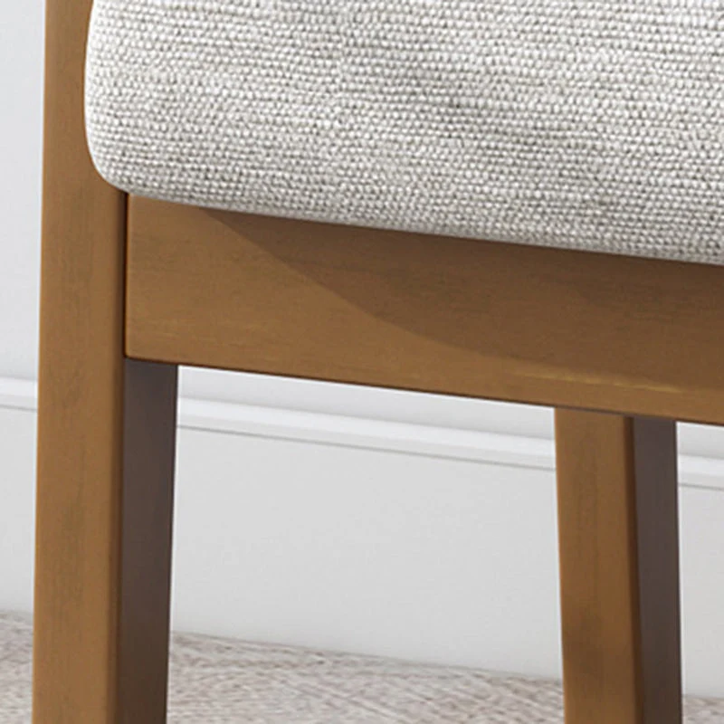 Modern Minimalist Square Upholstered Cotton Linen Fabric Rubberwood Chair For Living Room