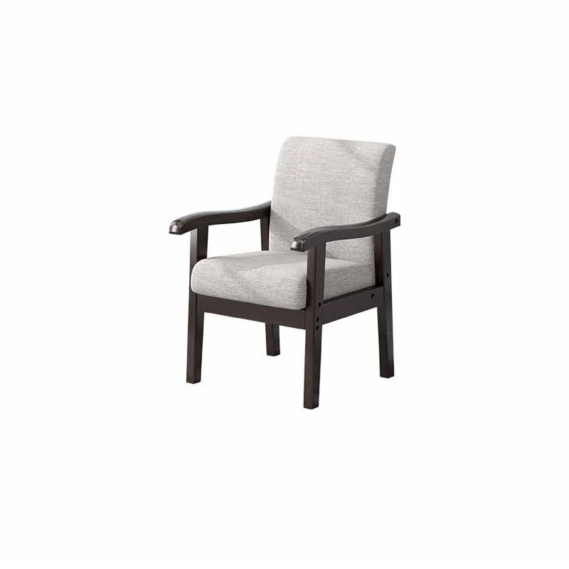 Modern Minimalist Square Upholstered Cotton Linen Fabric Rubberwood Chair For Living Room