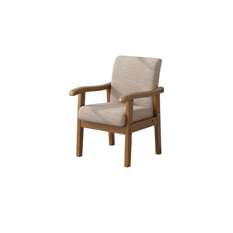 Modern Minimalist Square Upholstered Cotton Linen Fabric Rubberwood Chair For Living Room