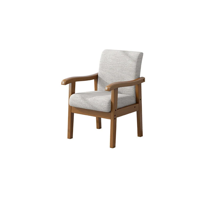Modern Minimalist Square Upholstered Cotton Linen Fabric Rubberwood Chair For Living Room