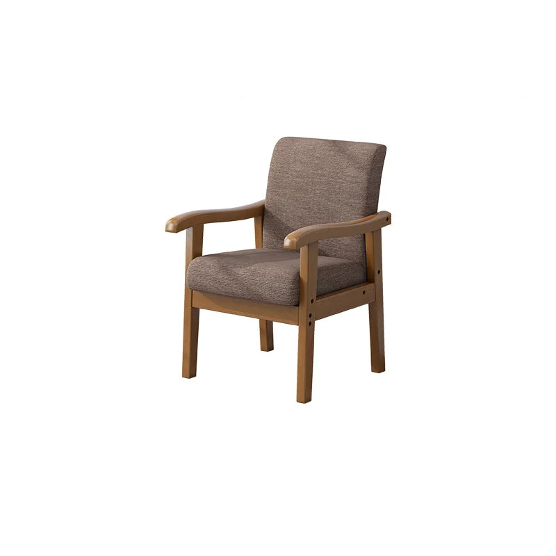 Modern Minimalist Square Upholstered Cotton Linen Fabric Rubberwood Chair For Living Room
