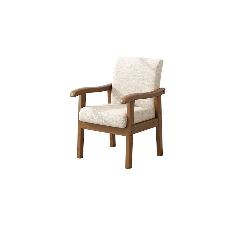 Modern Minimalist Square Upholstered Cotton Linen Fabric Rubberwood Chair For Living Room