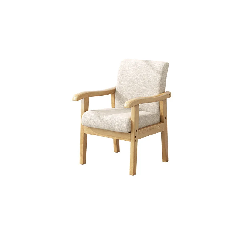Modern Minimalist Square Upholstered Cotton Linen Fabric Rubberwood Chair For Living Room