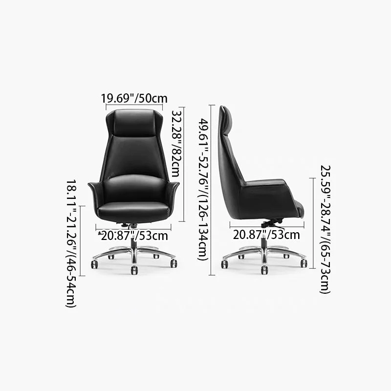 Modern Minimalist Rectangular High Back Faux Leather Plywood Steel Desk Chair For Home Office