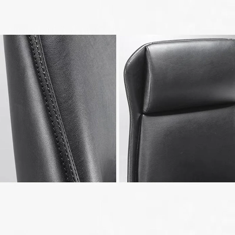 Modern Minimalist Rectangular High Back Faux Leather Plywood Steel Desk Chair For Home Office