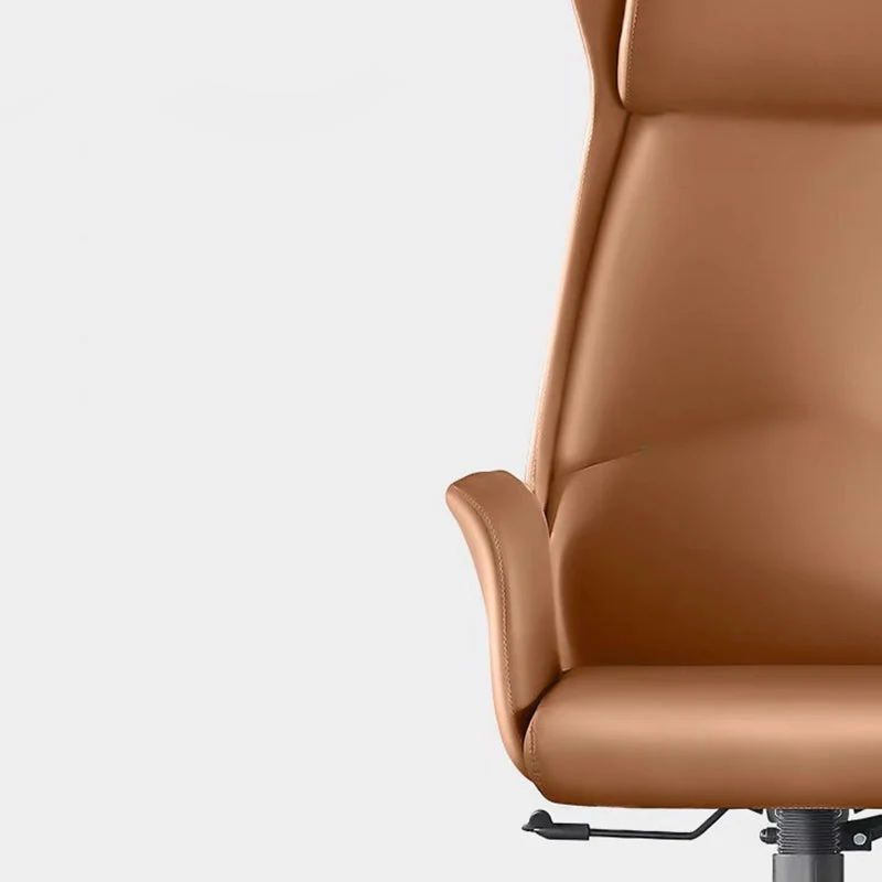 Modern Minimalist Rectangular High Back Faux Leather Plywood Steel Desk Chair For Home Office