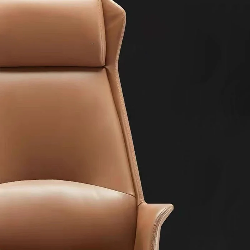 Modern Minimalist Rectangular High Back Faux Leather Plywood Steel Desk Chair For Home Office