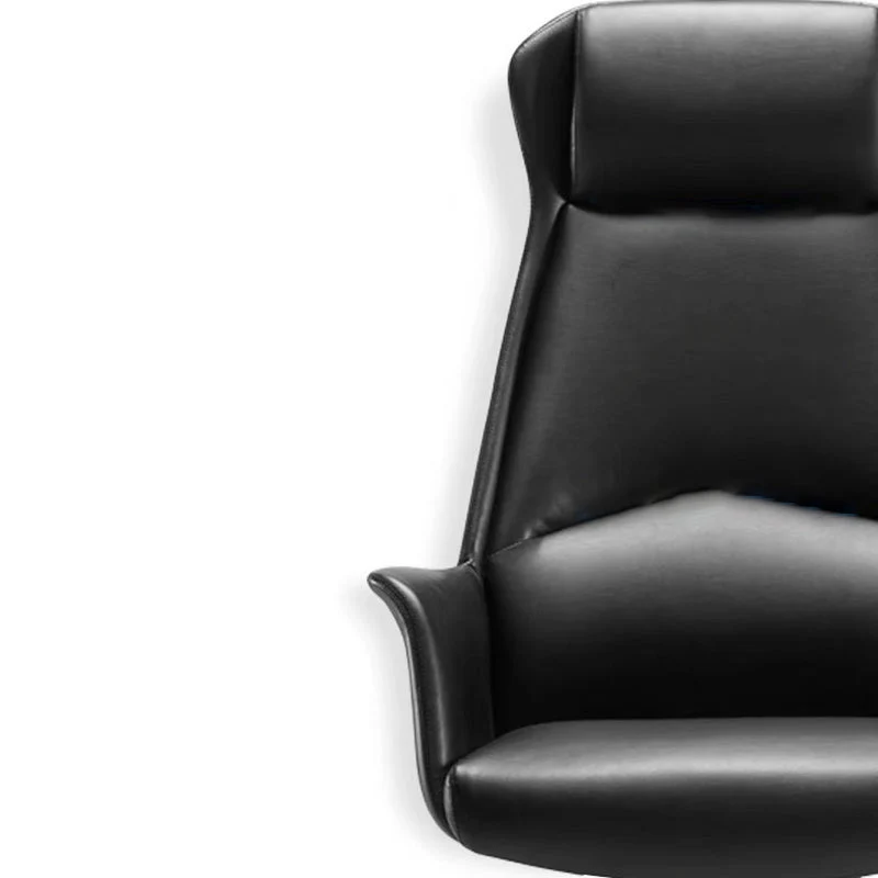 Modern Minimalist Rectangular High Back Faux Leather Plywood Steel Desk Chair For Home Office