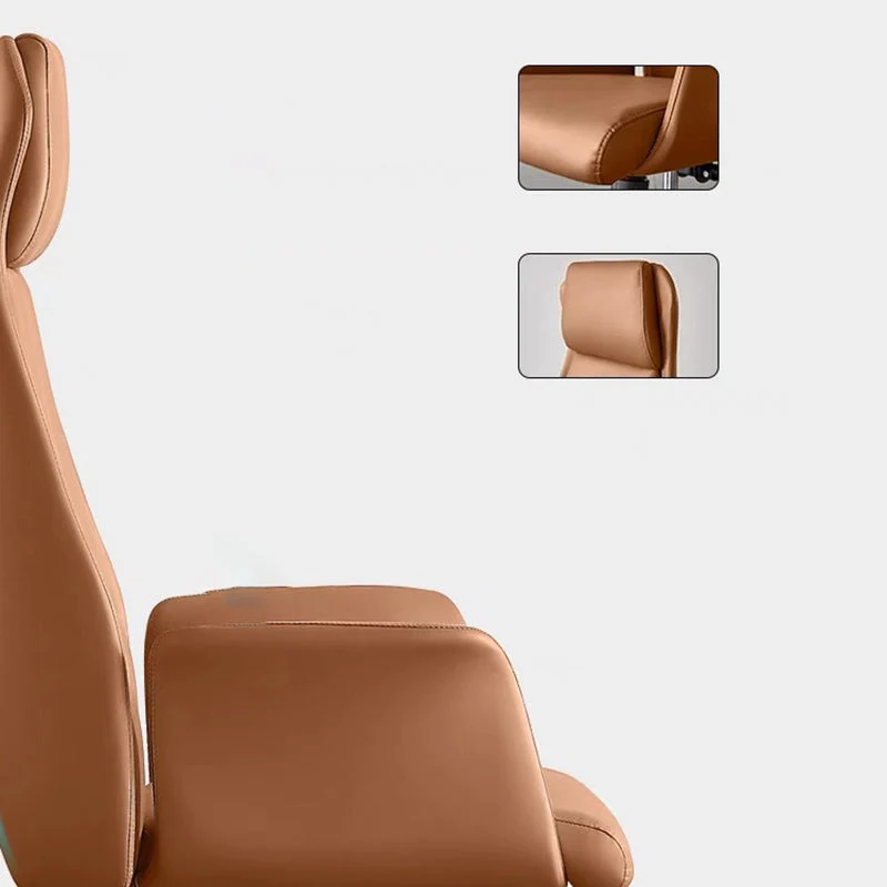 Modern Minimalist Rectangular High Back Faux Leather Plywood Steel Desk Chair For Home Office