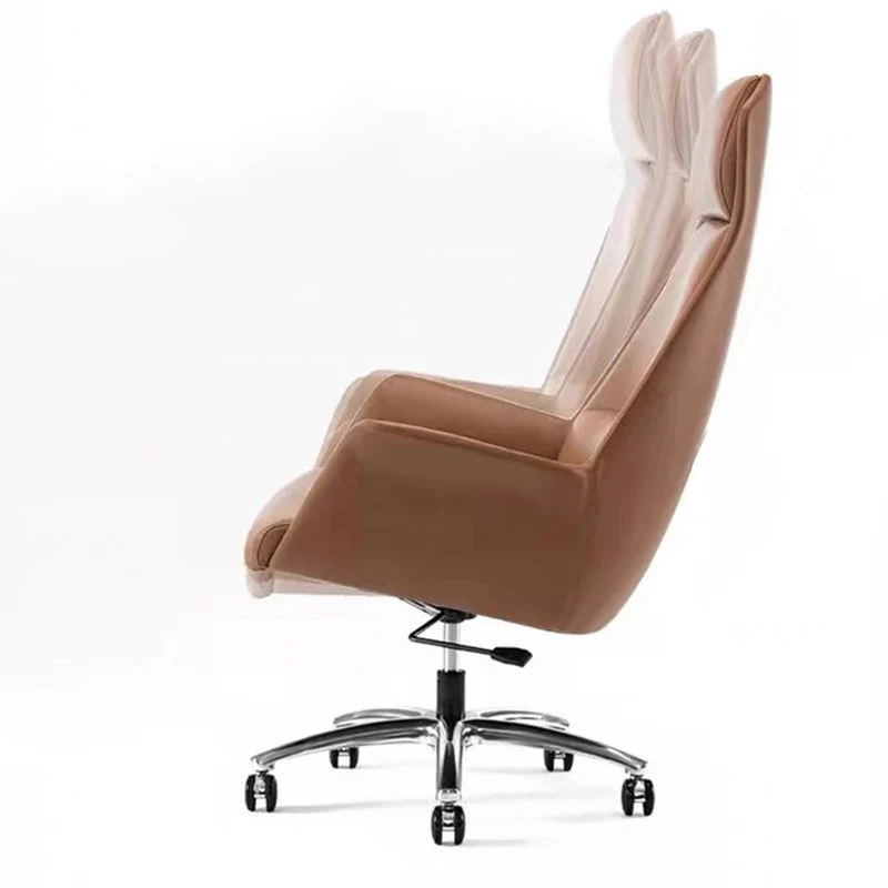 Modern Minimalist Rectangular High Back Faux Leather Plywood Steel Desk Chair For Home Office