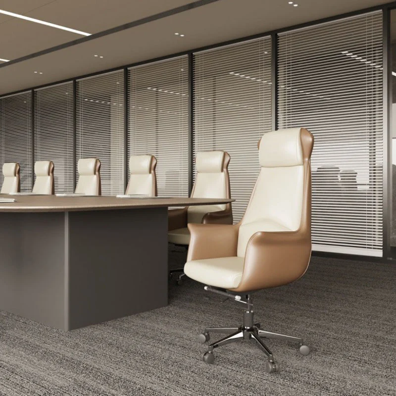 Modern Minimalist Rectangular High Back Faux Leather Plywood Steel Desk Chair For Home Office