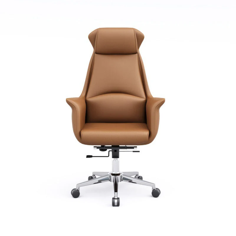 Modern Minimalist Rectangular High Back Faux Leather Plywood Steel Desk Chair For Home Office