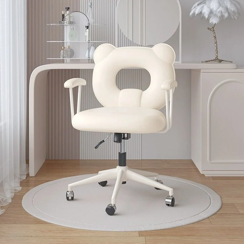 Contemporary Nordic Cat Scratching Leather Steel Iron Sponge Bear Square Desk Chair Backrest Armrest Adjustable For Home Office