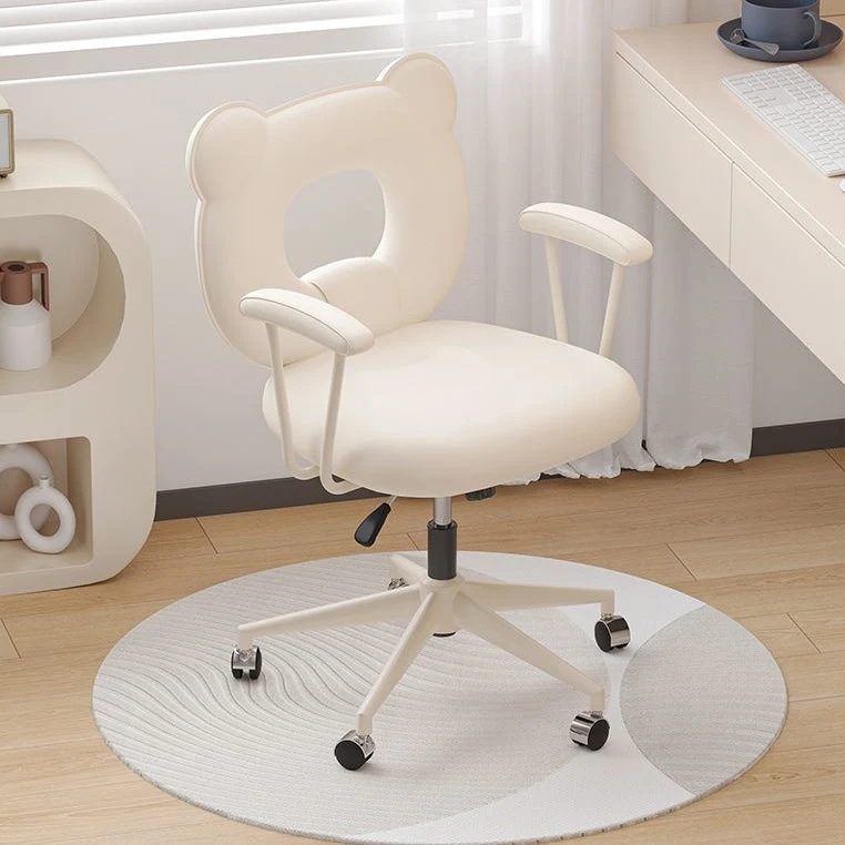 Contemporary Nordic Cat Scratching Leather Steel Iron Sponge Bear Square Desk Chair Backrest Armrest Adjustable For Home Office