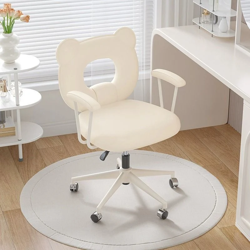 Contemporary Nordic Cat Scratching Leather Steel Iron Sponge Bear Square Desk Chair Backrest Armrest Adjustable For Home Office