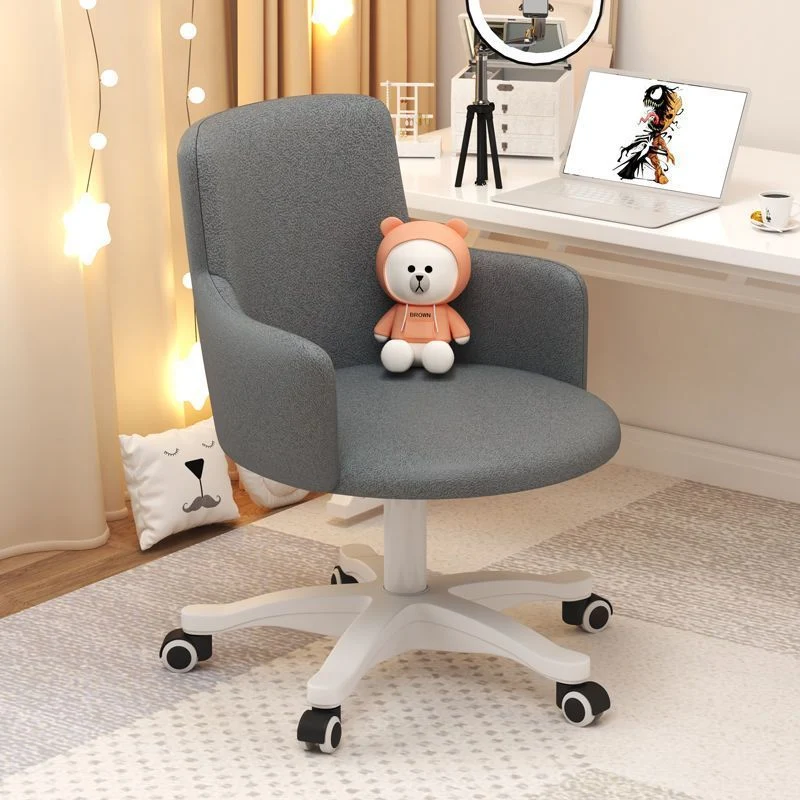 Modern Minimalist Fabric Velvet Nylon Sponge Round Rotatable Desk Chair Backrest Armrest For Home Office