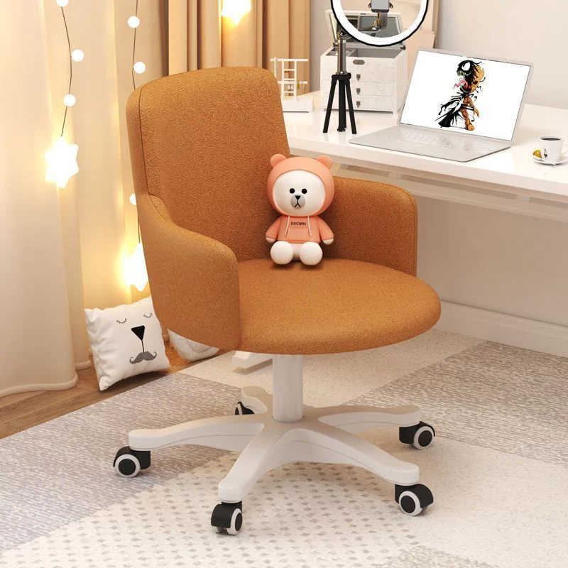 Modern Minimalist Fabric Velvet Nylon Sponge Round Rotatable Desk Chair Backrest Armrest For Home Office