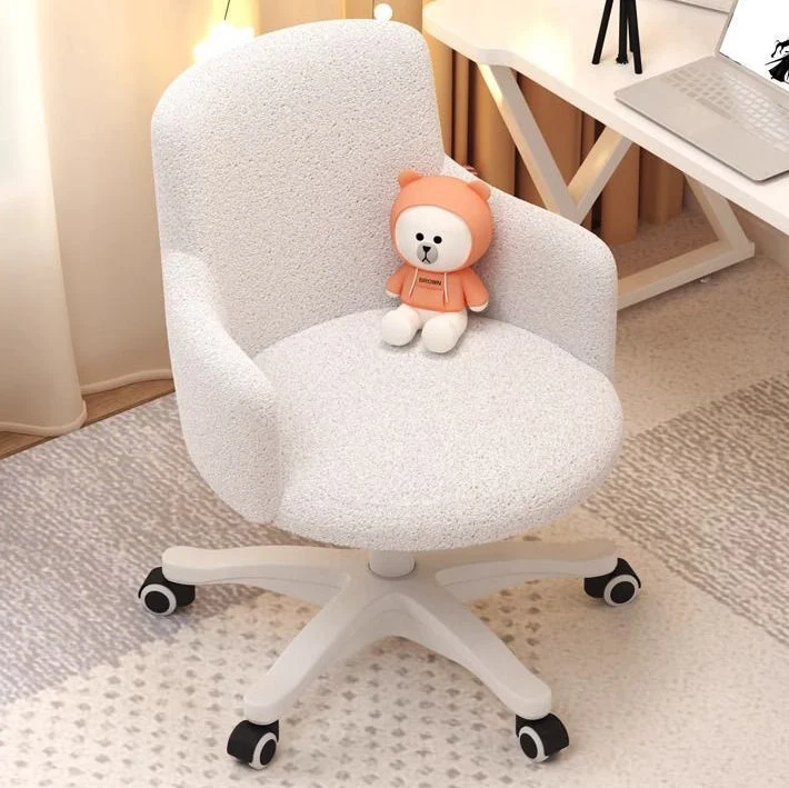 Modern Minimalist Fabric Velvet Nylon Sponge Round Rotatable Desk Chair Backrest Armrest For Home Office