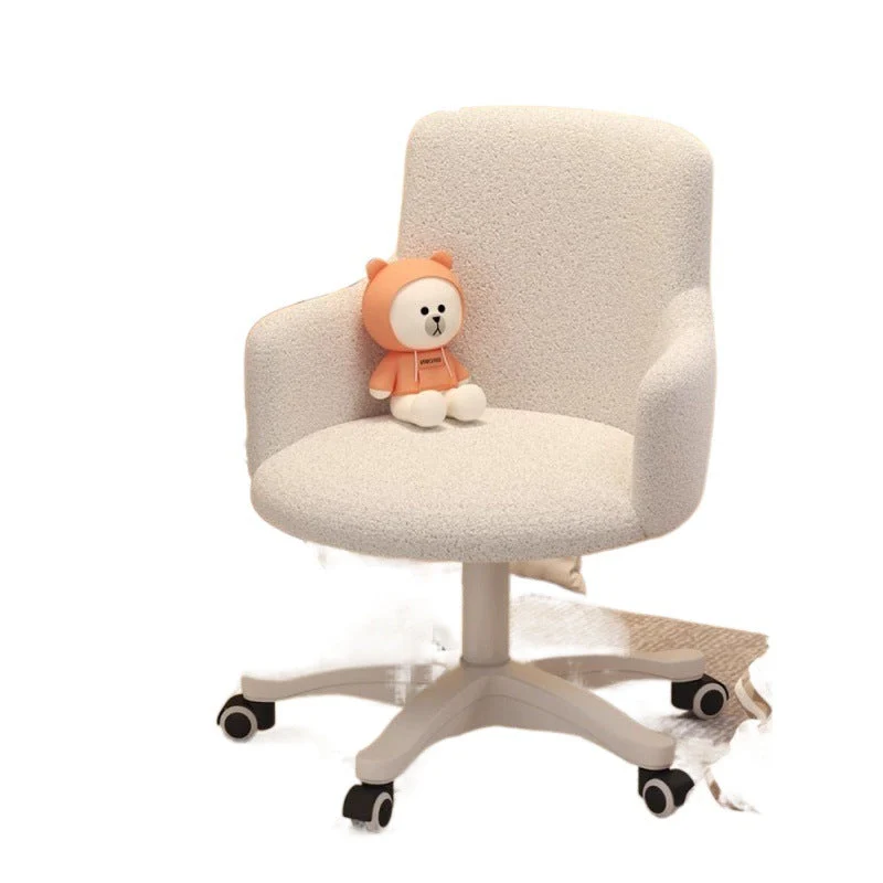 Modern Minimalist Fabric Velvet Nylon Sponge Round Rotatable Desk Chair Backrest Armrest For Home Office