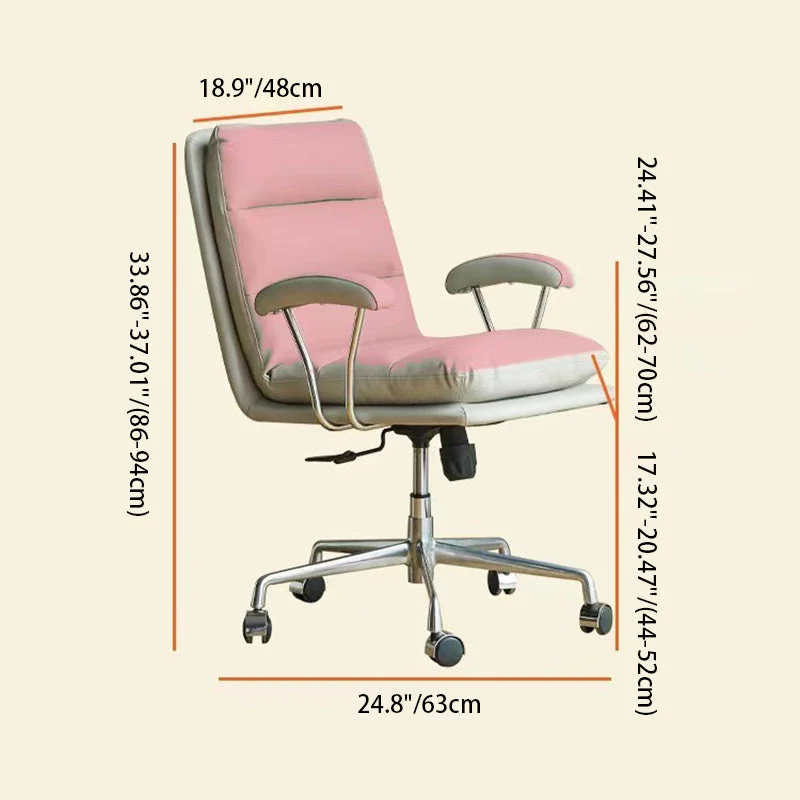 Modern Minimalist Square Upholstered Striped Aluminum Alloy Plywood Steel PU Leather Desk Chair Backrest Armrest For Home Office