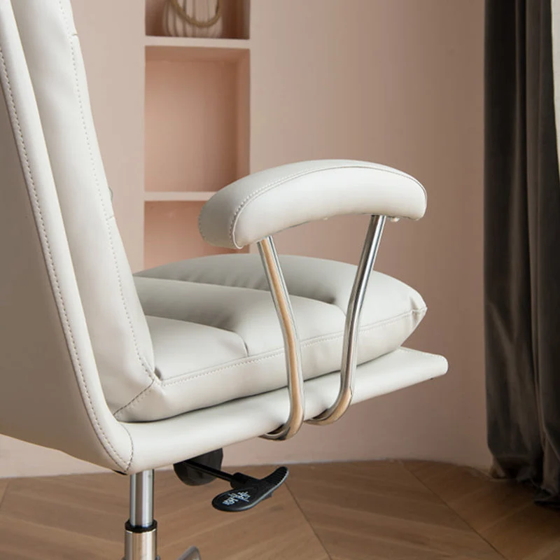 Modern Minimalist Square Upholstered Striped Aluminum Alloy Plywood Steel PU Leather Desk Chair Backrest Armrest For Home Office