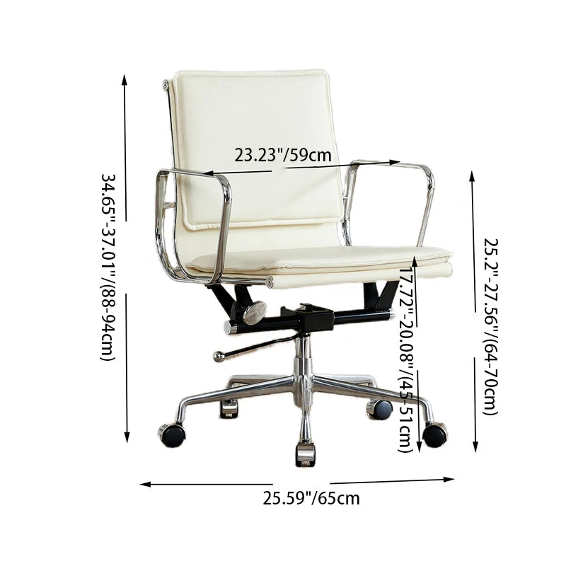 Contemporary Retro Square Upholstered PU Leather Aluminum Alloy Iron Desk Chair Backrest Armrest For Home Office